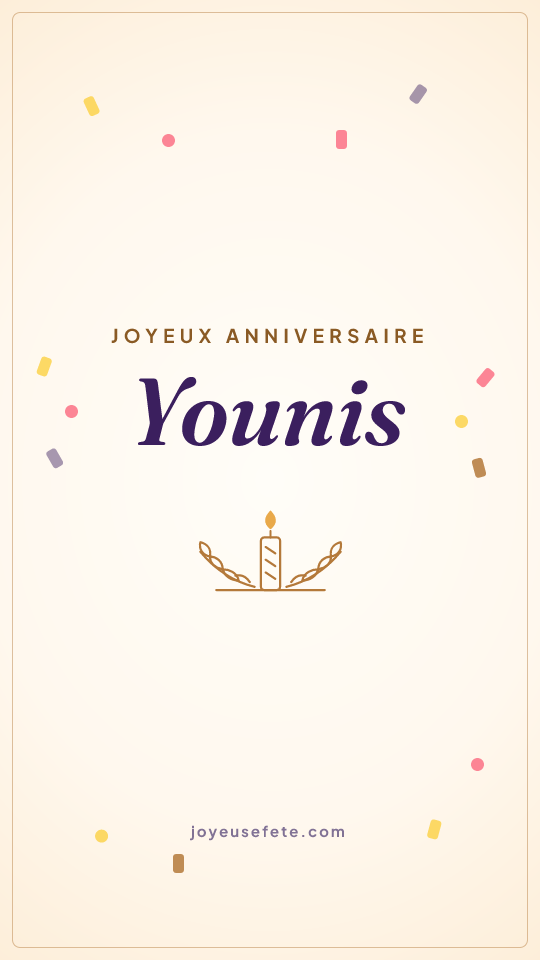 Image « Joyeux anniversaire Younis » au format story