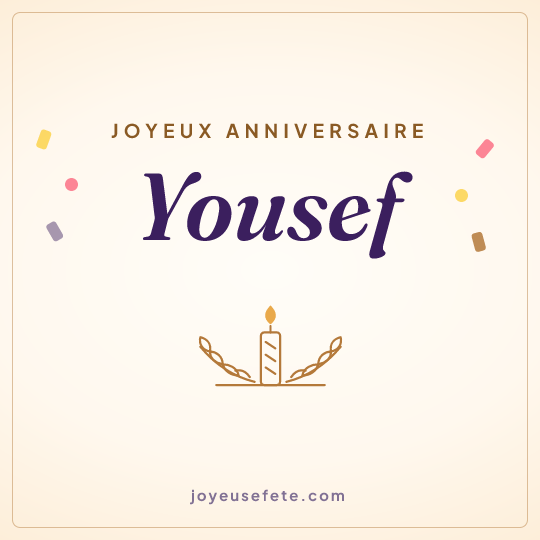 Image carrée « Joyeux anniversaire Yousef » pour WhatsApp