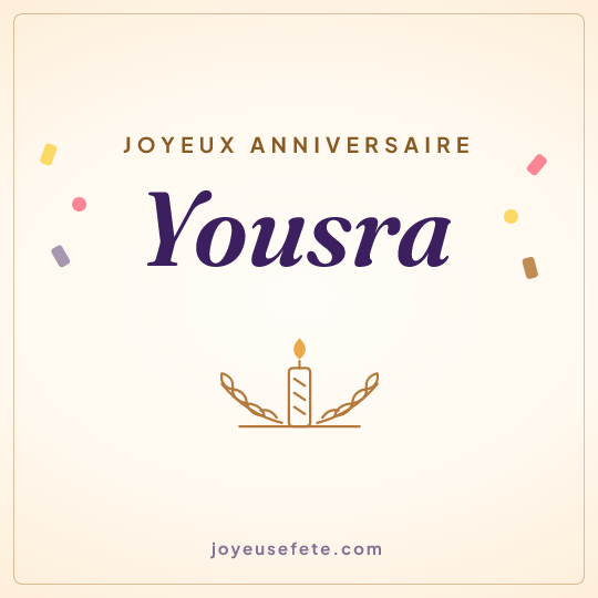 Image carrée « Joyeux anniversaire Yousra » pour WhatsApp