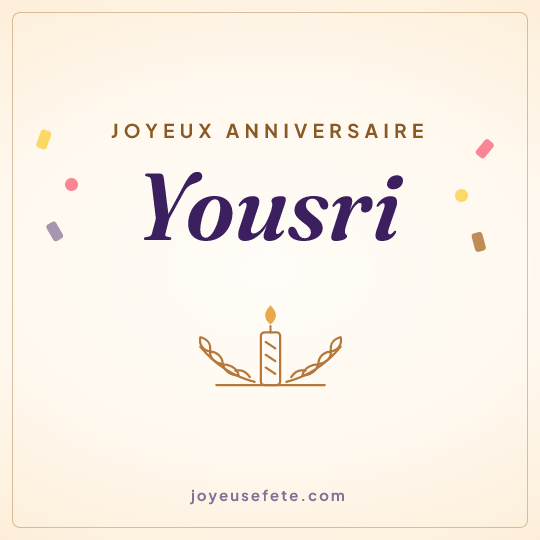 Image carrée « Joyeux anniversaire Yousri » pour WhatsApp