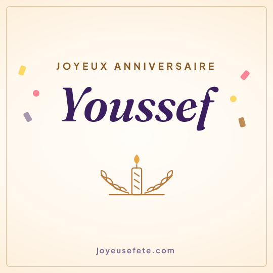 Image carrée « Joyeux anniversaire Youssef » pour WhatsApp