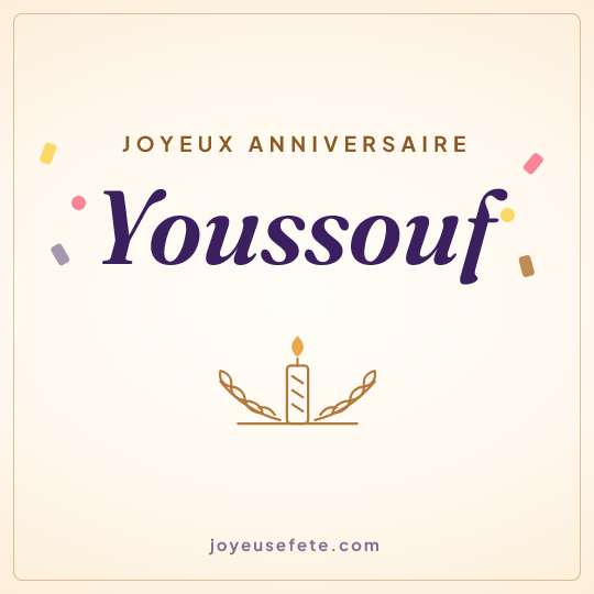 Image carrée « Joyeux anniversaire Youssouf » pour WhatsApp