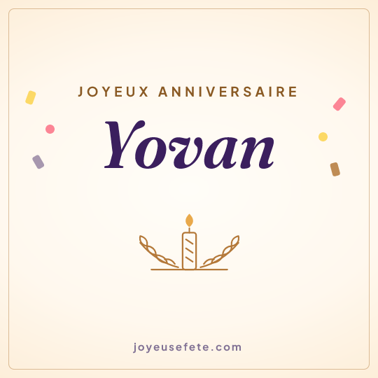 Image carrée « Joyeux anniversaire Yovan » pour WhatsApp