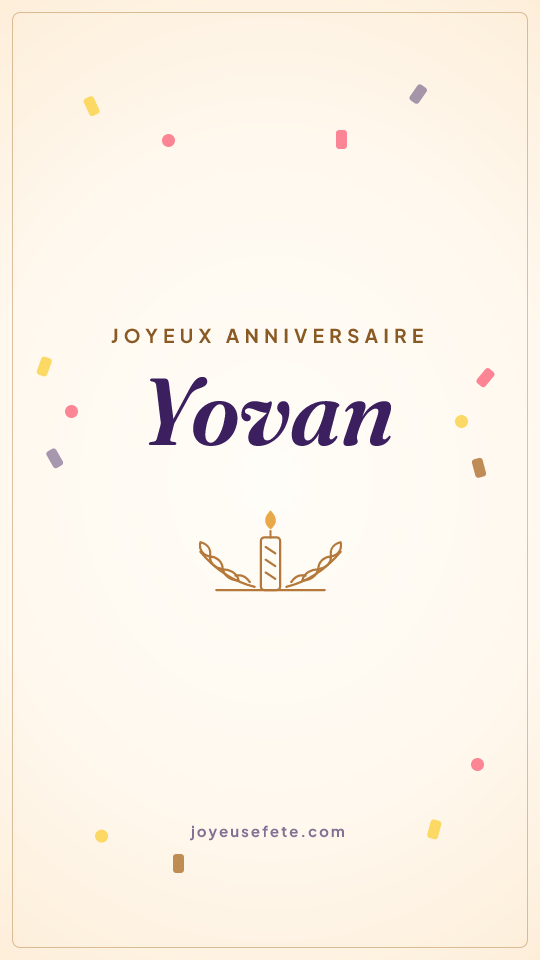 Image « Joyeux anniversaire Yovan » au format story