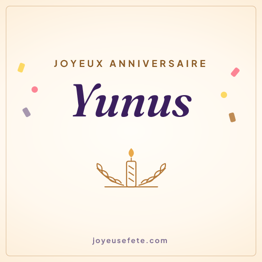 Image carrée « Joyeux anniversaire Yunus » pour WhatsApp