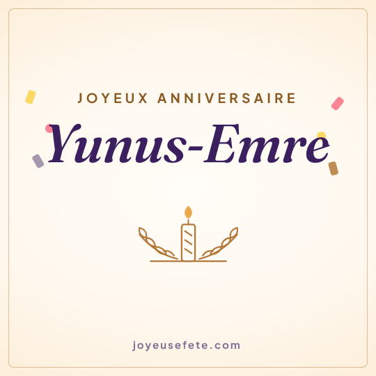 Image carrée « Joyeux anniversaire Yunus-Emre » pour WhatsApp