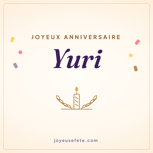 Image carrée « Joyeux anniversaire Yuri » pour WhatsApp