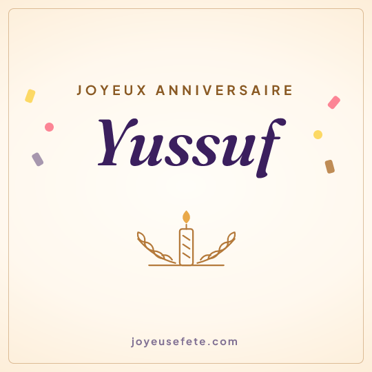 Image carrée « Joyeux anniversaire Yussuf » pour WhatsApp