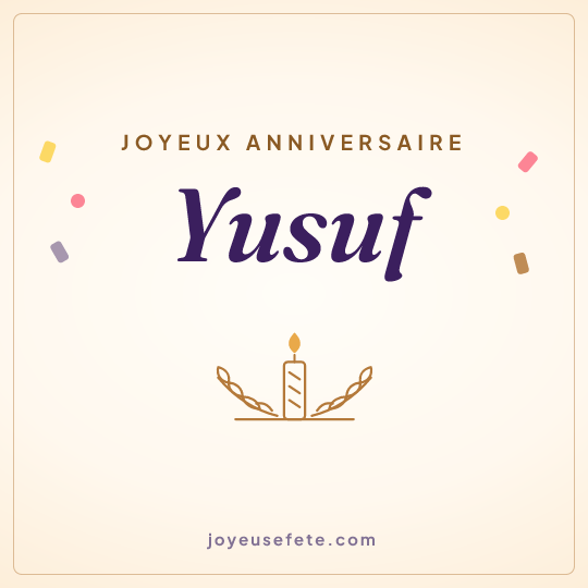 Image carrée « Joyeux anniversaire Yusuf » pour WhatsApp