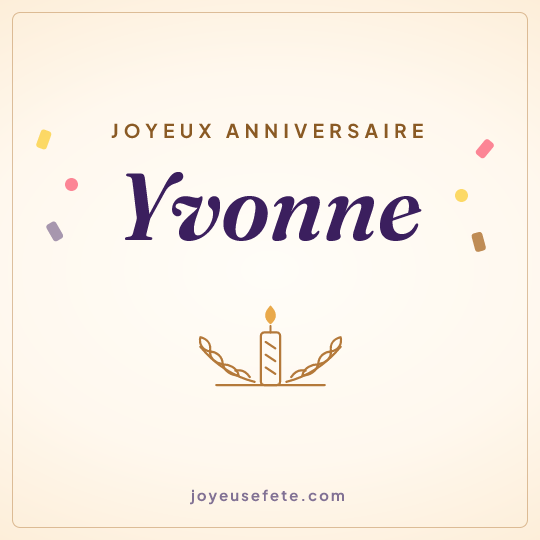 Image carrée « Joyeux anniversaire Yvonne » pour WhatsApp