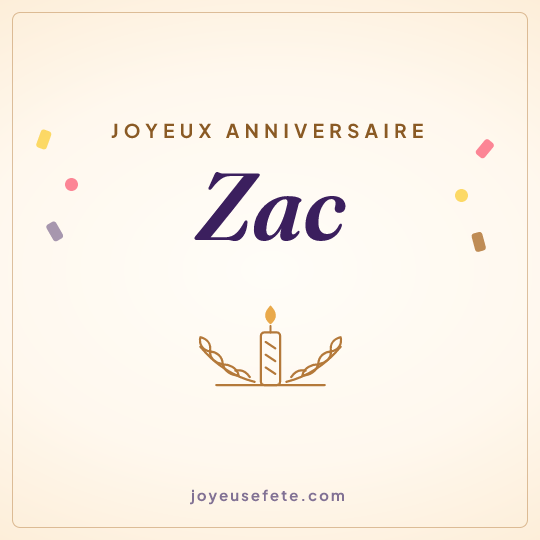 Image carrée « Joyeux anniversaire Zac » pour WhatsApp