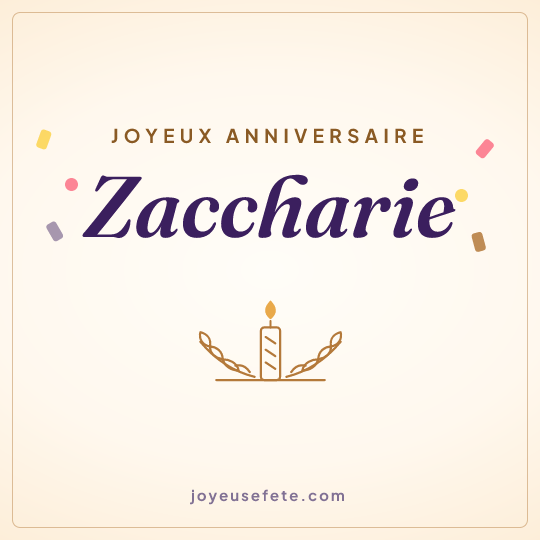 Image carrée « Joyeux anniversaire Zaccharie » pour WhatsApp