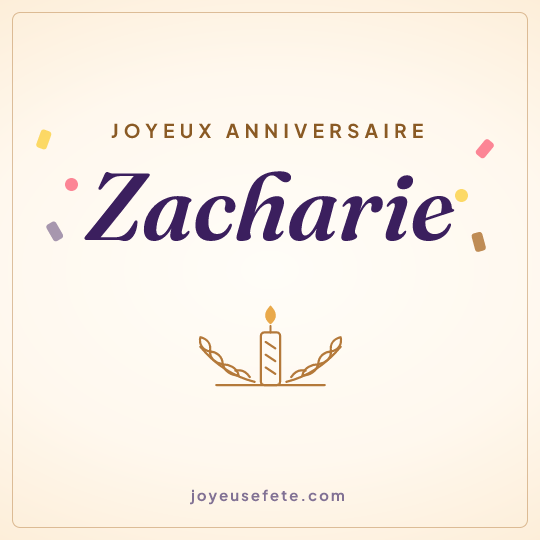 Image carrée « Joyeux anniversaire Zacharie » pour WhatsApp