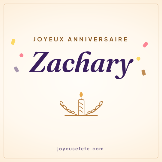 Image carrée « Joyeux anniversaire Zachary » pour WhatsApp