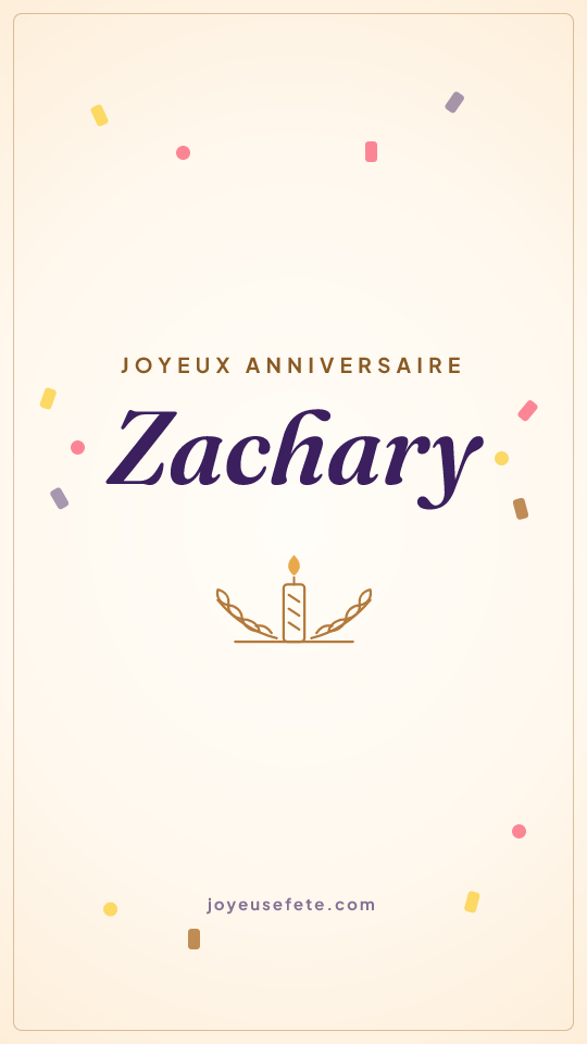Image « Joyeux anniversaire Zachary » au format story
