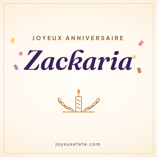 Image carrée « Joyeux anniversaire Zackaria » pour WhatsApp