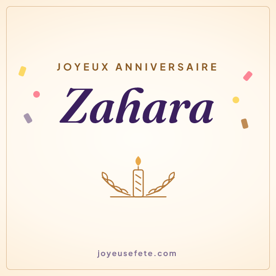 Image carrée « Joyeux anniversaire Zahara » pour WhatsApp