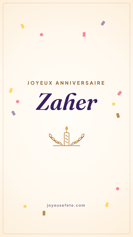 Image « Joyeux anniversaire Zaher » au format story
