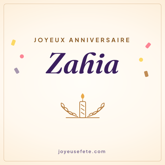 Image carrée « Joyeux anniversaire Zahia » pour WhatsApp