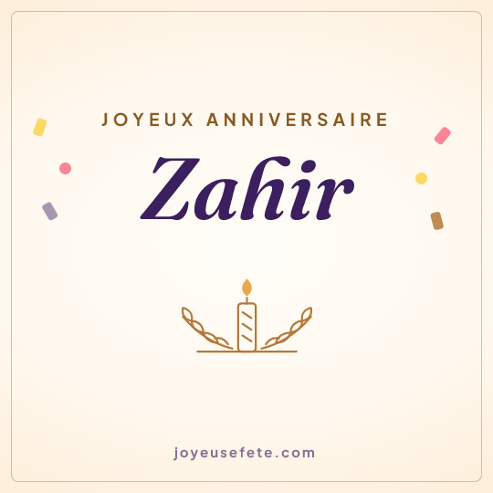 Image carrée « Joyeux anniversaire Zahir » pour WhatsApp