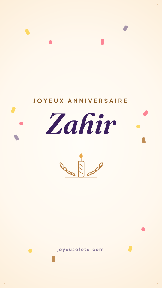 Image « Joyeux anniversaire Zahir » au format story