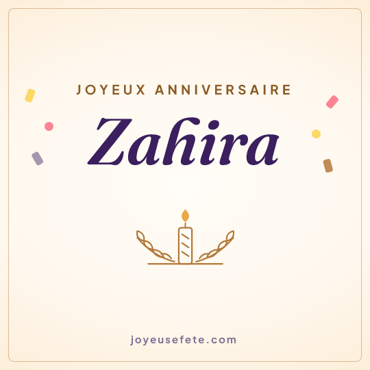 Image carrée « Joyeux anniversaire Zahira » pour WhatsApp