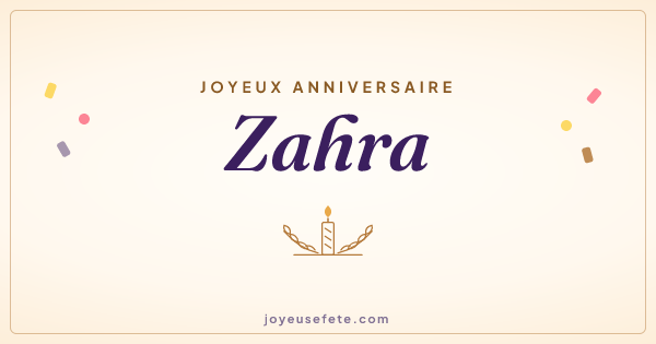 Image « Joyeux anniversaire Zahra » au format large
