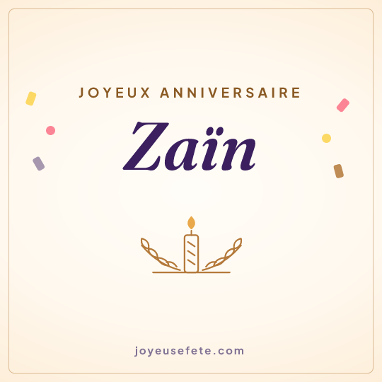 Image carrée « Joyeux anniversaire Zaïn » pour WhatsApp
