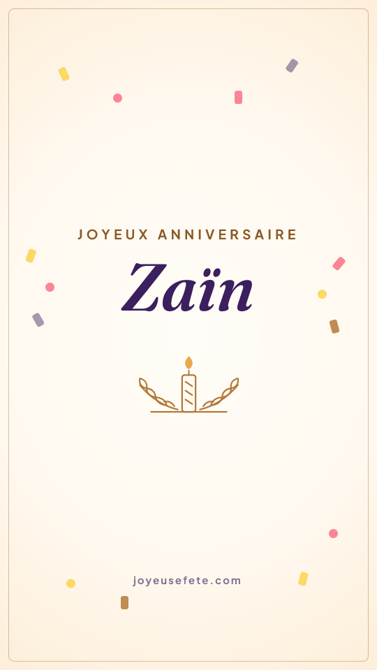 Image « Joyeux anniversaire Zaïn » au format story