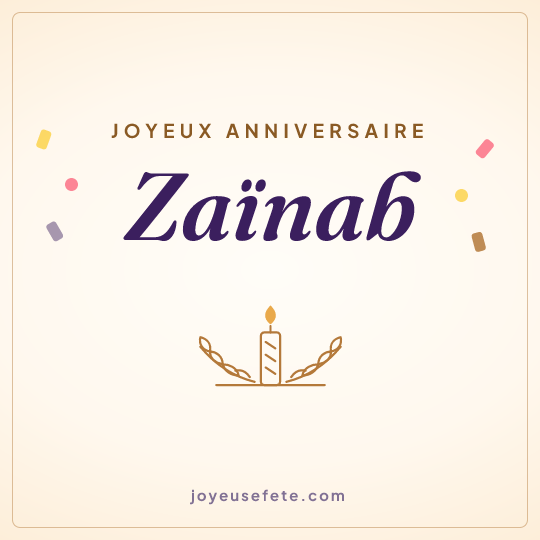 Image carrée « Joyeux anniversaire Zaïnab » pour WhatsApp