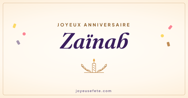 Image « Joyeux anniversaire Zaïnab » au format large