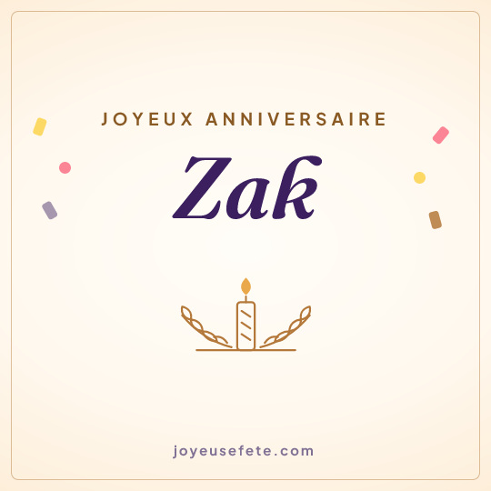 Image carrée « Joyeux anniversaire Zak » pour WhatsApp