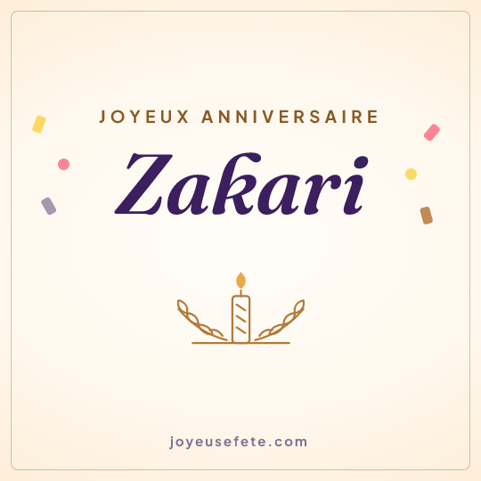 Image carrée « Joyeux anniversaire Zakari » pour WhatsApp