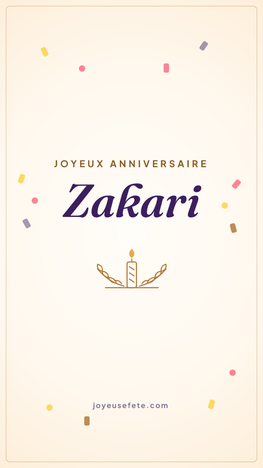 Image « Joyeux anniversaire Zakari » au format story