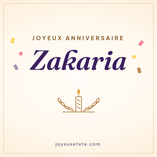 Image carrée « Joyeux anniversaire Zakaria » pour WhatsApp