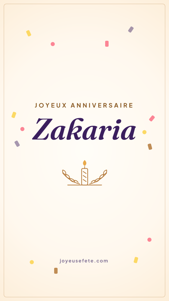 Image « Joyeux anniversaire Zakaria » au format story
