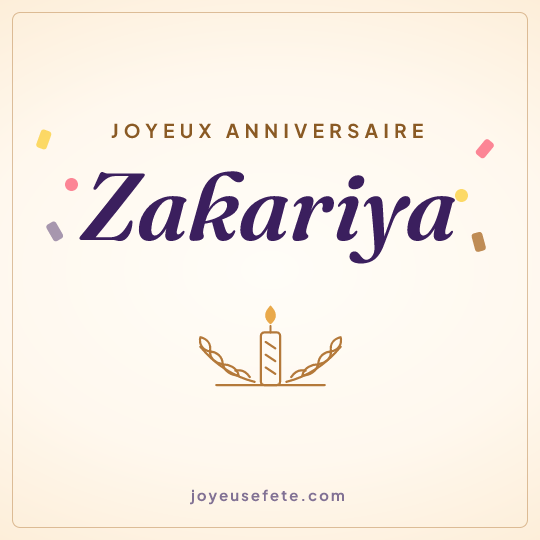 Image carrée « Joyeux anniversaire Zakariya » pour WhatsApp