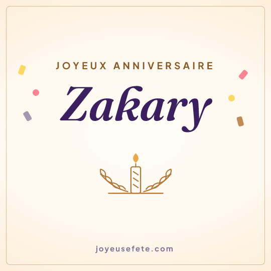 Image carrée « Joyeux anniversaire Zakary » pour WhatsApp