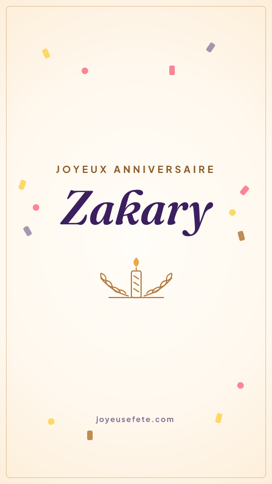 Image « Joyeux anniversaire Zakary » au format story