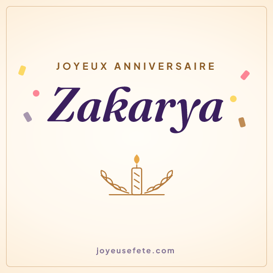 Image carrée « Joyeux anniversaire Zakarya » pour WhatsApp