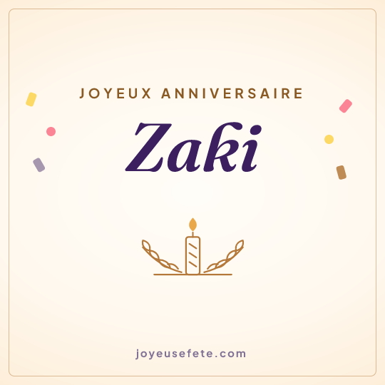 Image carrée « Joyeux anniversaire Zaki » pour WhatsApp