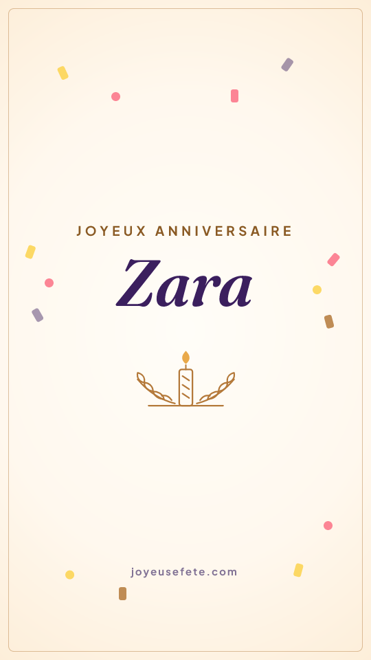 Image « Joyeux anniversaire Zara » au format story