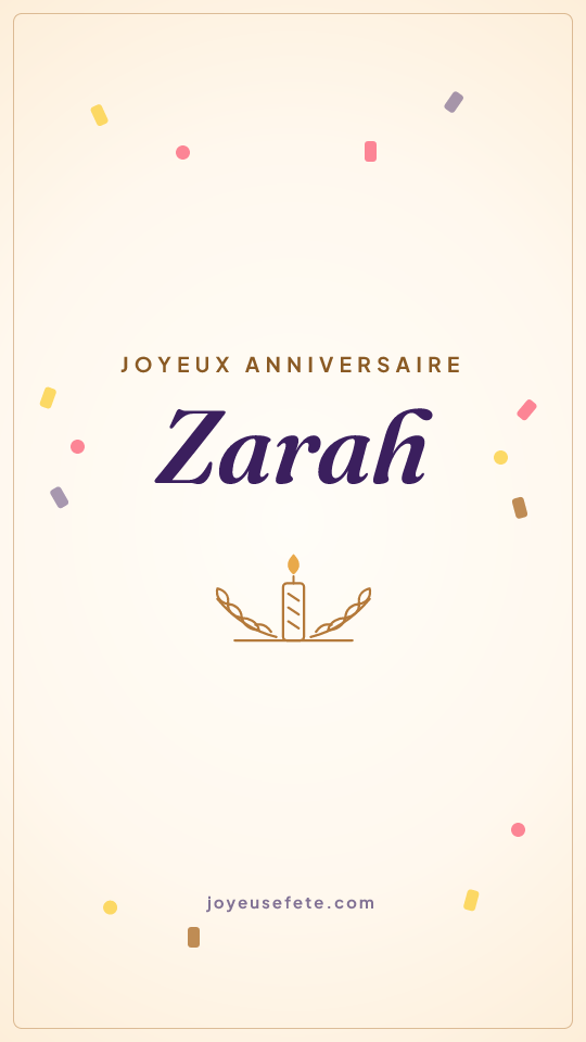 Image « Joyeux anniversaire Zarah » au format story