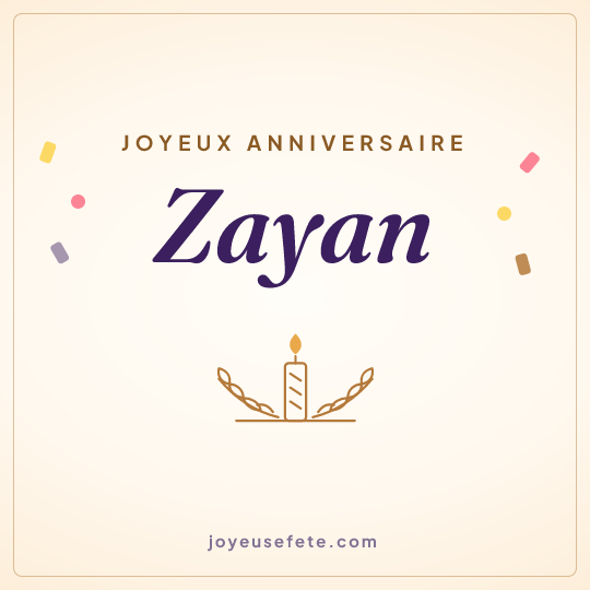 Image carrée « Joyeux anniversaire Zayan » pour WhatsApp