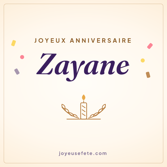 Image carrée « Joyeux anniversaire Zayane » pour WhatsApp