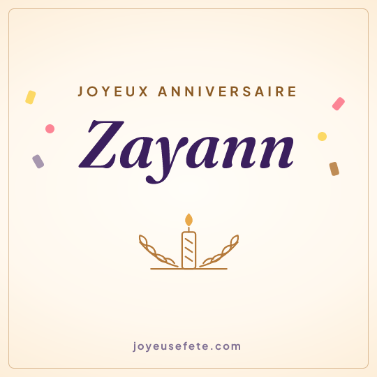 Image carrée « Joyeux anniversaire Zayann » pour WhatsApp