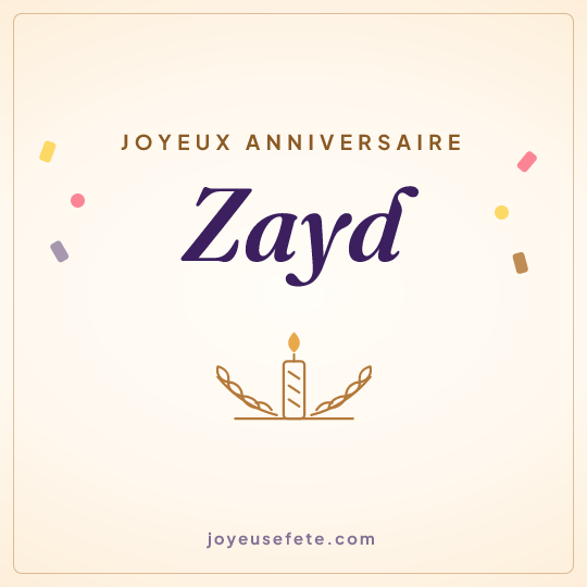 Image carrée « Joyeux anniversaire Zayd » pour WhatsApp
