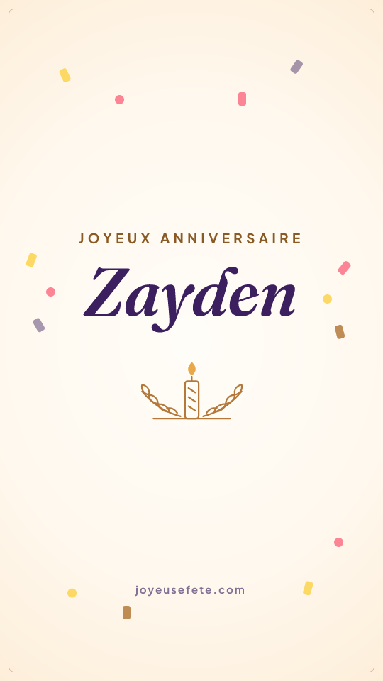 Image « Joyeux anniversaire Zayden » au format story