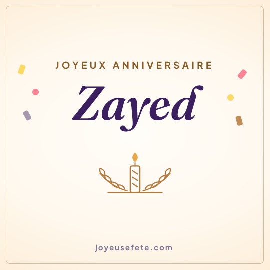 Image carrée « Joyeux anniversaire Zayed » pour WhatsApp