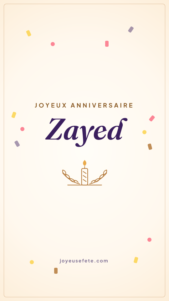 Image « Joyeux anniversaire Zayed » au format story